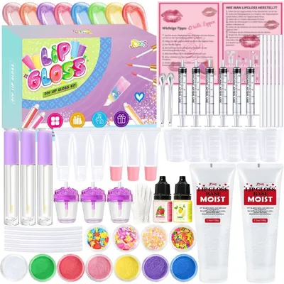 Produktbild von Lipgloss Selber Machen Bastelset DIY für Erwachsene & Mädchen | Kosmetik Make-up Geschenk Set