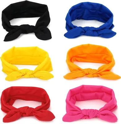 Imagen del producto de Diademas para mujer, elásticos con nudo trenzado, paquete de 6 unidades, de algodón, ideales para yoga y uso diario