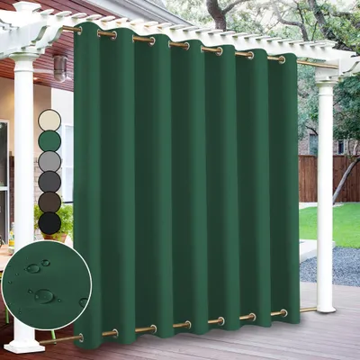 Produktbild von 1 sztuka Zielona zasłona zewnętrzna Odporna na warunki atmosferyczne Wodoodporna z oczkami na górze i na dole Zasłona zaciemniająca Zasłony zewnętrzne Nieprzezroczyste zasłony Zasłony na balkon Taras Ogród Patio, 254x213cm