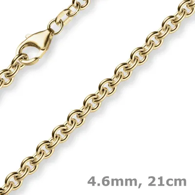 Produktbild von 4,6mm Armband Armkette Rundankerkette 750 Gold Gelbgold, 21cm Uni