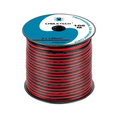 Lautsprecherkabel Cabletech CCA, 2 x 1,5 mm², 100 m, schwarz-rot
