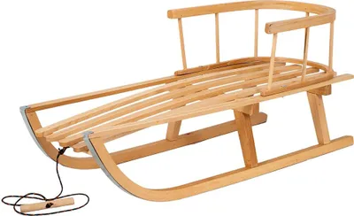 Produktbild von Detské celodrevené sánky s operadlom a povrázkom BAYO 90 cm