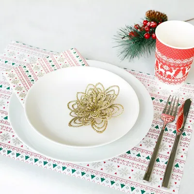 Produktbild von Tischsets aus Papier 43x30cm Weihnachtsmotive 50 Stück Rot / Grün
