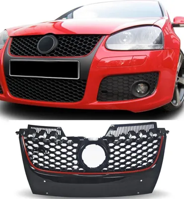 Produktbild von Kühlergrill Sportgrill Front Grill Waben Gitter GTI Look Rot für VW Golf 5 V