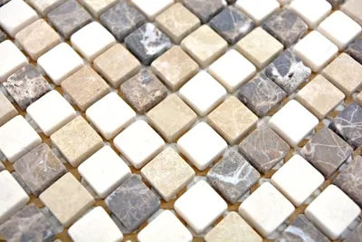 Produktbild von Handmuster Mosaik Fliese Marmor Naturstein beige braun Castanao Biancone MOS38-1213_m