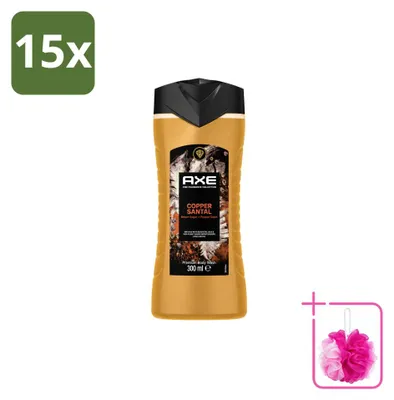 Imagen del producto de 15 unidades de gel de ducha Axe Copper Santal, 300 ml, pack ahorro