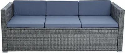 Produktbild von Rattan Lounge Sitzgruppe Gartenmöbel Set Sofa Couch 3-Sitzer Rattanmöbel Grau