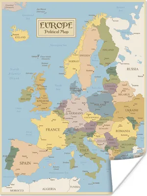 Produktbild von MuchoWow® Poster Karte - Europa - Alt 60x80 cm - Schlafzimmer Dekoration