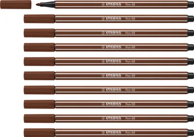 Image de Stylo feutre Premium - STABILO Pen 68 - pack de 10- marron