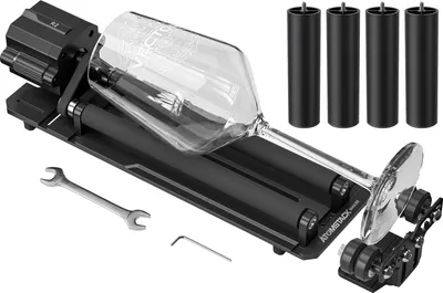 Obrázok produktu pre Rotačný bubon AtomStack Maker R2-B, rotácia v osi Y so 4 stúpačkami, 115 mm, vhodný pre AtomStack A6 Pro/A12 Pro/A24 Pro a Swiitol E6 Pro/E18 Pro/E24 Pro. Podporuje nastavenie viacerých prevodových stupňov, možnosť otáčania o 360°ã pre valcové predmety, bubny a nepravidelné predmety