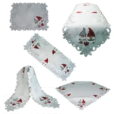 Tafelloper 40x85 cm weiß mit Weihnachtsmotiv