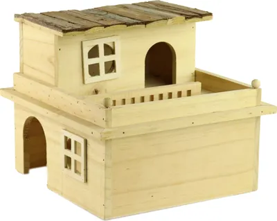 Productafbeelding van Dehner knaagdierhuis Dagobert, afmetingen ongeveer 28 x 23,5 x 28 cm, gemaakt van grenenhout, naturel