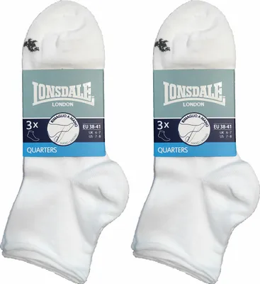 Immagine prodotto di Lonsdale 6 paia di calzini a quarti in cotone altezza caviglia (polsino bianco, 38-41)