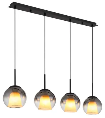 Produktbild von LED Pendelleuchte, 4-Flammig, Glaskugeln, schwarz, H 120 cm