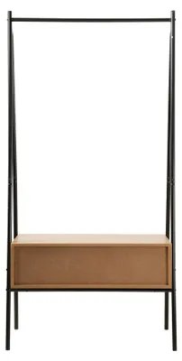 Immagine prodotto di Calicosy - Armadio in metallo nero con 1 Cassetto, decorazione Rovere H 170 cm
