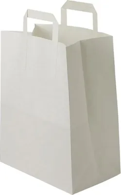 Produktbild von 25 Stück weiße Papier-Einkaufstaschen 26 x 12 x 35 cm - Einkaufstaschen für Lebensmittel und Geschenke