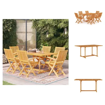 Produktbild von vidaXL 7-tlg. Garten-Essgruppe Massivholz Teak -  Gartenmöbel-Sets
