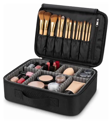 Image de Mallette cosmétique Confibel - Mallette de maquillage avec compartiments réglables - Mallette de beauté pour maquilleur et styliste ongulaire - 40 x 30 x 14 cm