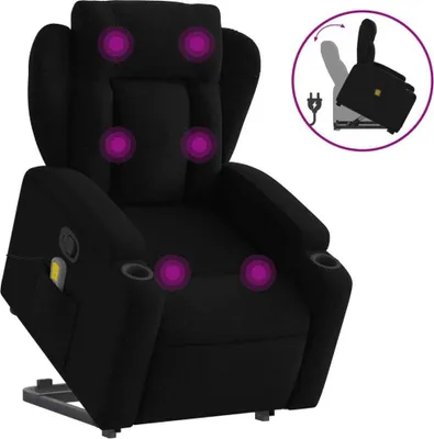 Produktbild von Massagesessel mit Aufstehhilfe Schwarz Stoff