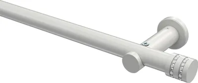 Produktbild von Interdeco Gardinenstange / Vorhangstange Weiß, Typ Platon Estana (Glitzerkappe) ohne Ringe, 20 mm Ø 1-läufig, 520 cm