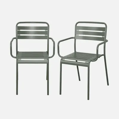 Immagine prodotto di Set 2 sedie da giardino bistrot in acciaio, Verde kaki