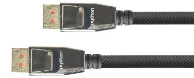Obrázok produktu pre Pripojovací kábel DisplayPort 1.4, 8K / UHD-2 @60Hz, celokovový konektor, pozlátené kontakty, OFC, čierne nylonové opletenie, 2 m, séria PYTHON® (GC-M0203)