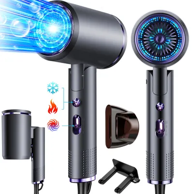 Produktbild von KUGI Haartrockner Föhn Ionen,klappbar,mit 3 Stylingdüse, 2500W, 6-Betriebsarten,Schnelltrocknen,Reiseföhn Hairdryer