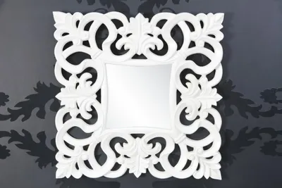 Produktbild von Barock Wandspiegel  Weiss Antik, Höhe 76 cm, Breite 76 cm, Edel & Prunkvoll