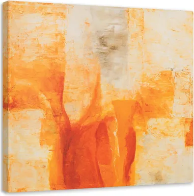 Produktbild von Leinwandbild orangenmuster von unten nach oben 60x60 cm Feeby orange wandbild bereit zum aufhängen