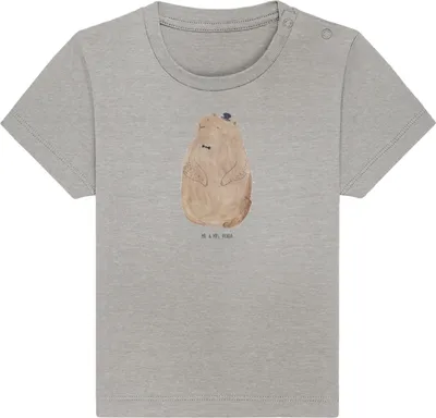 Produktbild von Mr. & Mrs. Panda Babyshirt Murmeltier 6. - 12. Monat - Heather Grey - Geschenk, Anstand, Lustige Sprüche,  Baby Shirt, Fröhlichkeit, Knigge, T-Shirt, Respekt, Kinder