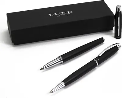 Produktbild von Schreibset aus Metall Kugelschreiber und Rollerball in Geschenketui
