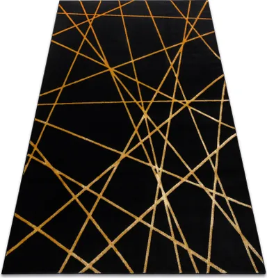 Produktbild von Modern GLOSS Teppich  406C 86 stilvoll, glamour, art deco, geometrisch schwarz / gold Schwarz 140x190 cm