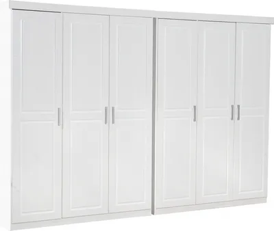 A full view of a white six-door wardrobe.