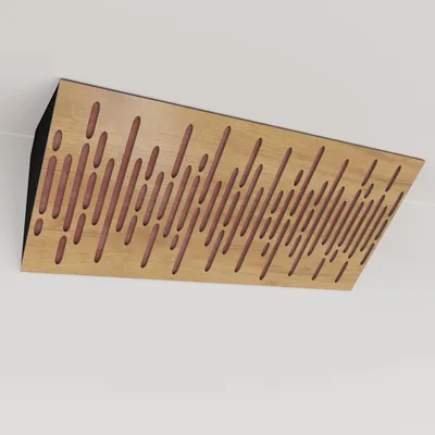 Obrázek produktu pro Balení po 2 kusech – Úzká akustická rohová basová past s sametovým potahem | 23 x 50 x 10 cm | Odraz – zvuková izolace | [WAVE (Horizont) – dub | růžová]