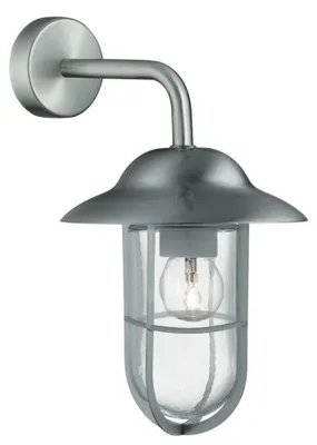 Image de Applique extérieure, argent satiné, acier inoxydable, verre, intensité lumineuse variable