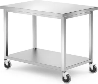 Immagine prodotto di HENDI Tavolo mobile, con ripiano - avvitato, Linea Cucina, 1000x700x(H)850mm