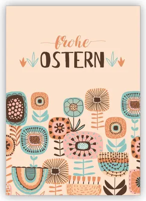 Produktbild von Tolle Retro folklore Osterkarte mit schönen Vintage Blumen: frohe Ostern