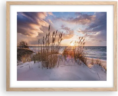 Produktbild von Gerahmtes Poster - Rahmen in heller Eiche - Westen auf der Strand - 50x40 cm - Wand Bild - Wanddeko - Wandbilder - Kunstposter - Wandposter - Bilderrahmen - Bilder - Kunstdruck - P2NAA50x40-4710