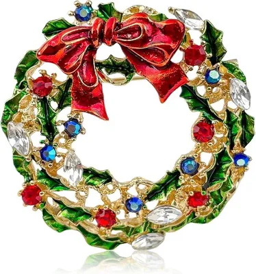 Produktbild von Weihnachtsbrosche Damen - Strass Brosche - Weihnachts Anstecknadel - Festlicher Weihnachtsschmuck für Kleidung, Schal & Hut - Weihnachtsmotiv
