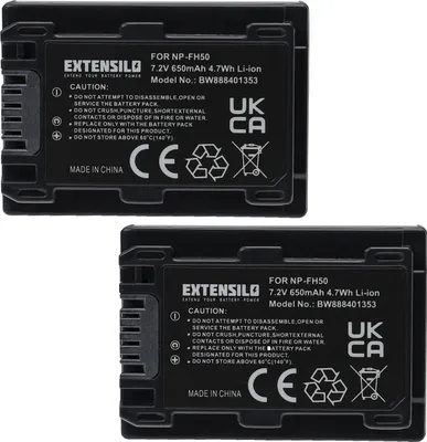 Produktbild von EXTENSILO 2x Akku kompatibel mit Sony DCR-SR38, DCR-SR37E, DCR-SR52(E), DCR-SR38E, DCR-SR55(E), DCR-SR57E, DCR-SR57 Kamera (650 mAh, 7,2 V, Li-Ion)