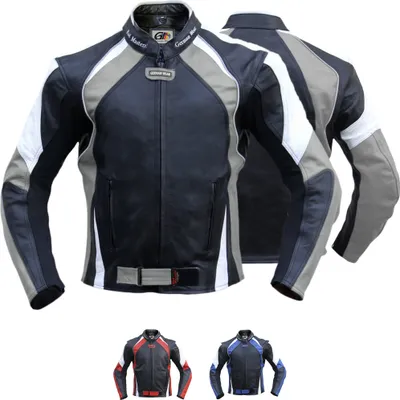 Produktbild von Lederjacke Motorradjacke Rindsleder Kombijacke , Größe:48/S, Farbe:Grau