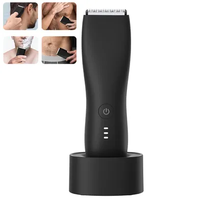 Produktbild von Wasserdichter Body- und Intimrasierer für Männer – Elektrischer Trimmer mit verstellbarem Aufsatz, USB-C-Ladestation, ideal für die Ganzkörperpflege.