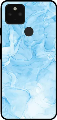 Immagine prodotto di Custodia per Google Pixel 5 con stampa in marmo - Custodia Backcover in TPU con design in marmo - Azzurro