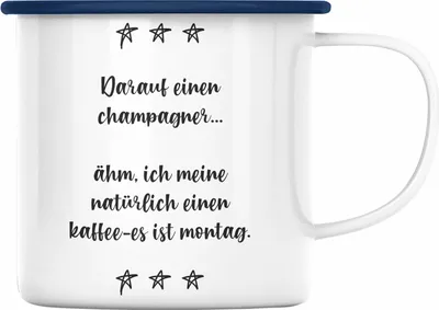 Produktbild von Trendation - Lustige Emaille Tassen für Frauen mit Spruch Kaffee Emaille Tassen Becher Büro Arbeit (Blau)