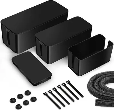 Produktbild von Famanu Kabelbox Set 3 Stück - groß, mittel und klein - aus ABS-Kunststoff