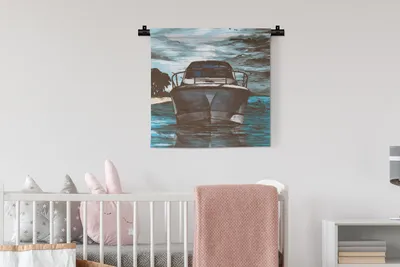 Produktbild von MuchoWow® Wandteppich Wandbehang Boot - Meer - Farben 60x60 cm Tapisserie Dekoration Wandtuch - Dekorationen - Wand Decke