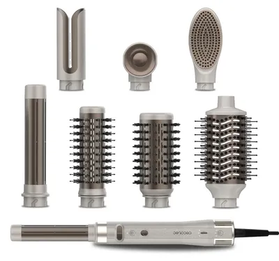 Obrázok produktu pre Cecotec styler na vlasy 8 nástavcov CeramicCare 8v1 AirGlam Gyro Champagne. 1500 W, 110000 otáčok za minútu, narovnáva, tvaruje a kulmuje vlasy