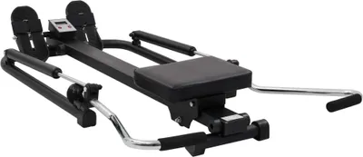 A rowing machine on a white background.
