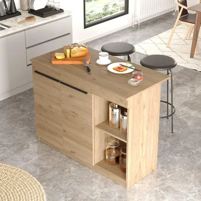 Immagine prodotto di Corsico - Isola da Cucina, 120x60x88h cm Marrone Rovere, 2 Ripiani