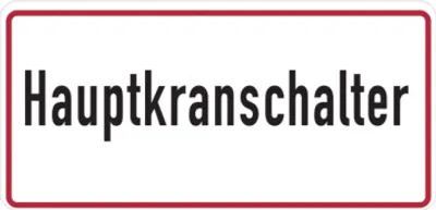 Produktbild von Dreifke® Hinweisschild, Hauptkranschalter, 185x385mm, Alu geprägt, Alu gepräg...